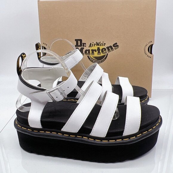 Dr. Martens Blaire Quad Women’s Platform Flats Sandals White Hydro Leather US 11 - Picture 3 of 12